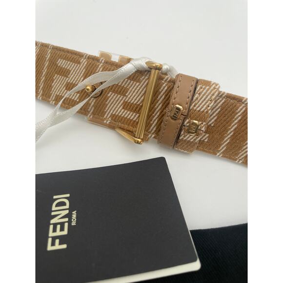 $790 NEW FENDI BEIGE LEATHER FF LOGO REVERSIBLE BELT NWT 85 AUTHENTIC! - Picture 9 of 10
